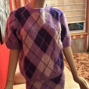 NWT 8 short sleeve argyle short sleeve sweater L